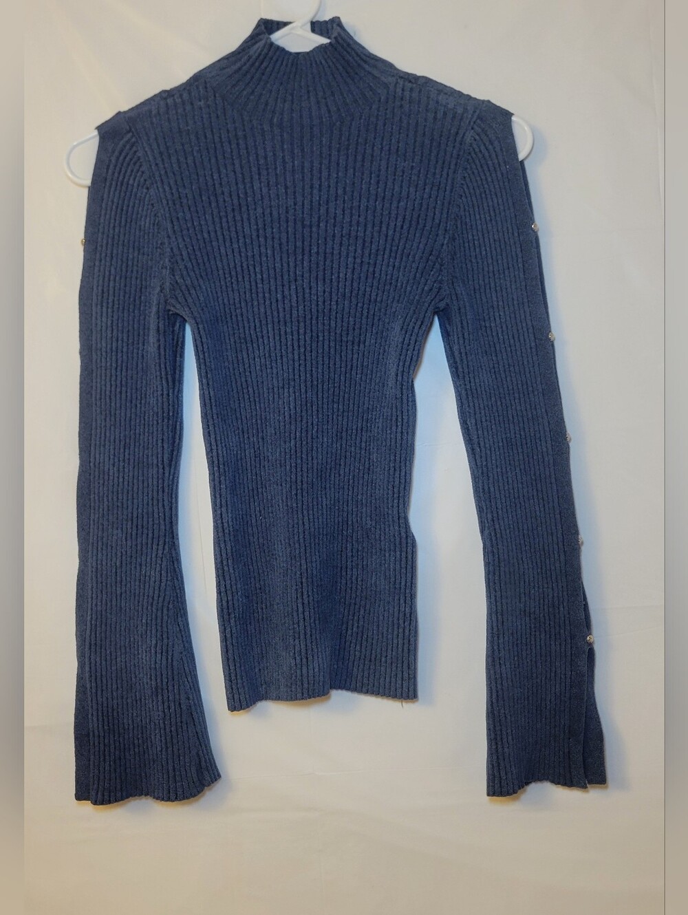 White House Black Market Navy Ribbed Knit Sweater